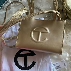 Telfar small shopper gold new with tags/bag